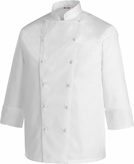 Egochef Haina Bucătar 100% Microfibra Bărbat Alb cu Mânecă lungă