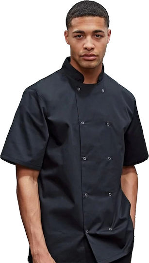 Premier Mantel Koch 100% Baumwolle Herren Schwarz mit Kurzärmelig