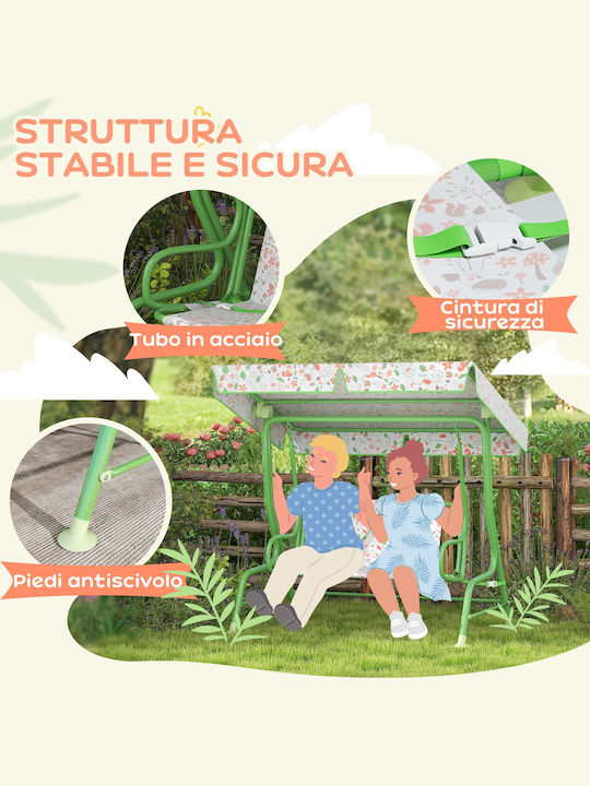 Leagăn cu bază și pernă 2 sloturi Metal Verde Rezistență până la 60kg L112xL75xH120cm