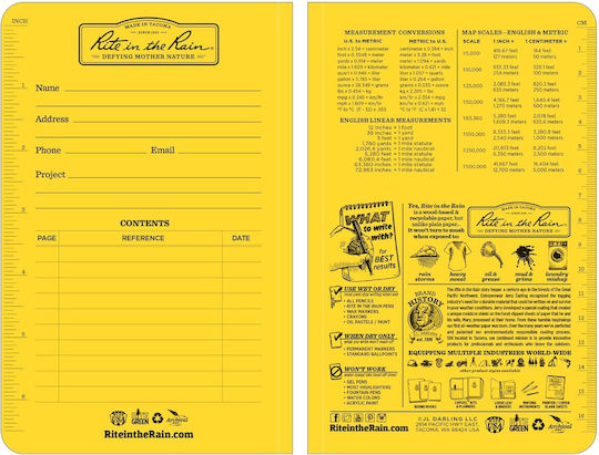 Rite in the Rain Notebook Yellow