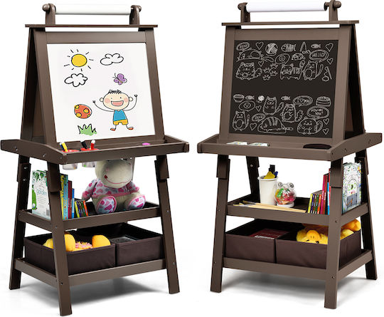 Costway Kids Easel 3-in-1 Magnetic Board Hanging Paper Roll Storage Spaces Ty327442cf