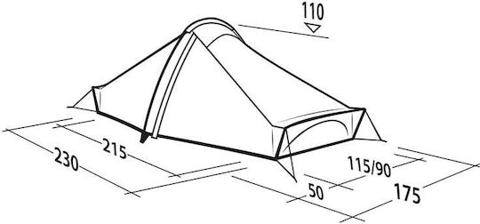 Robens Starlight 2 Exp Χειμερινή Σκηνή Camping Τούνελ Ορειβασίας Πράσινη για 2 Άτομα Αδιάβροχη 5000mm 215x100x100εκ.