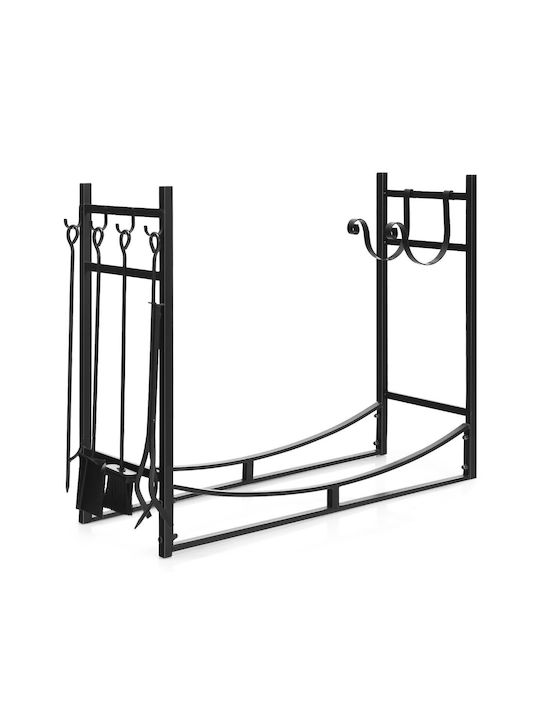 Costway Μεταλλικό Ράφι Αποθήκευσης Ξύλων 91x33x76cm Μαύρο