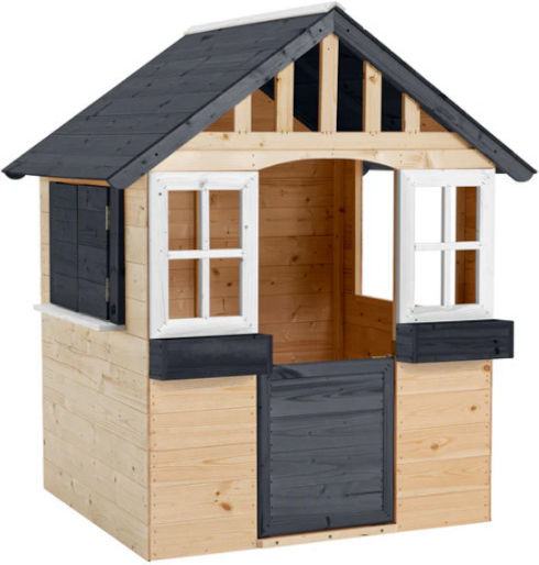 Multifunctional Wooden Kids Playhouse with Kitchen Beige 98.5x91.5x138cm