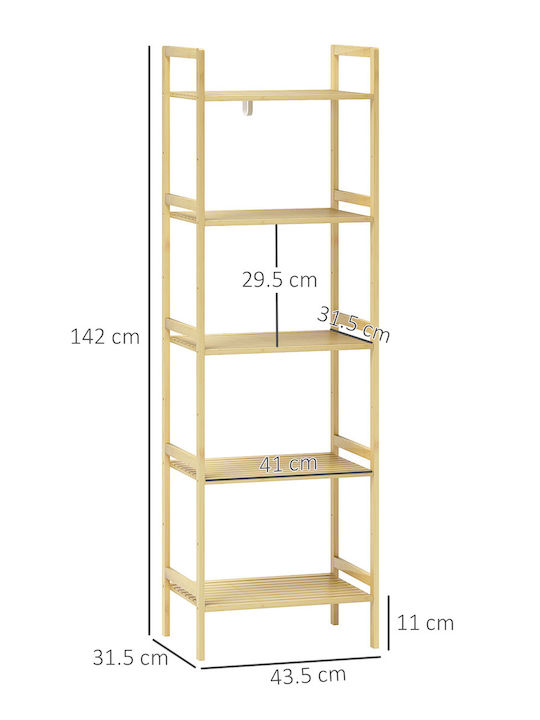 HomCom Regal Badewannenregal Hölzernes 43.5x31.5x142cm
