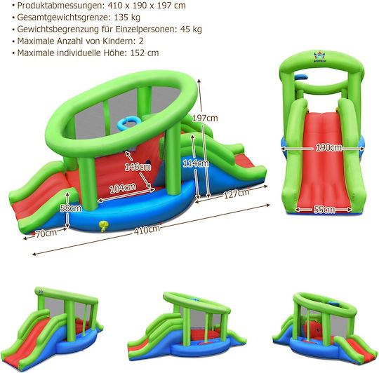 Costway Φουσκωτό Fun Castle με Τραμπολίνο & Τσουλήθρα για 3-10 Ετών