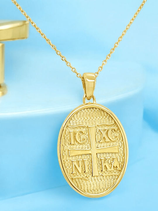 Xryseio Pendant Kids Talisman Double Sided made of Gold 9K FL1188