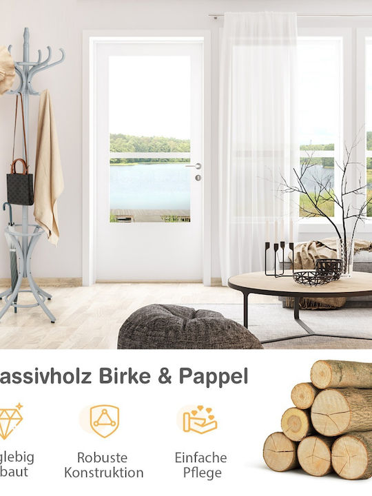 Costway Wooden Coat Rack with Umbrella Holder Gray 51x51x184cm