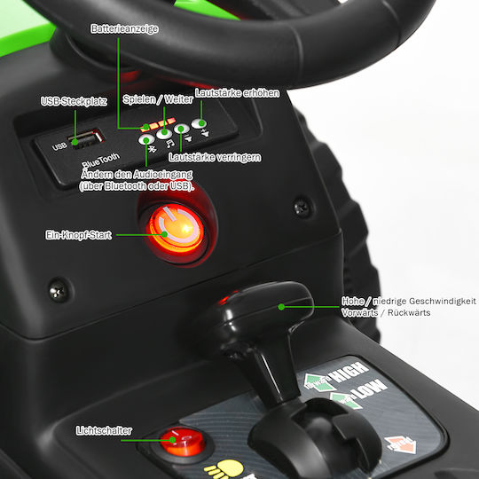 Tractor pentru copii Electric cu remorcă 12 volți Verde