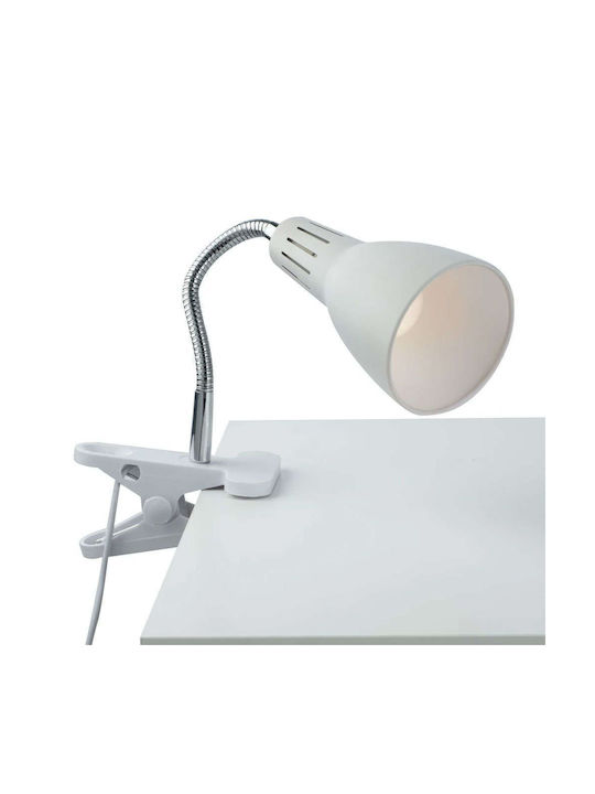Fan Europe Logiko-C Office Lamp with Flexible Arm for Socket E14 and Clip in White Color