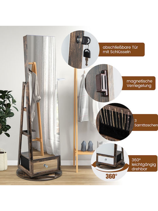 Costway Costway Boden- oder Standspiegel mit Braune Holz Rahmen 140x37cm