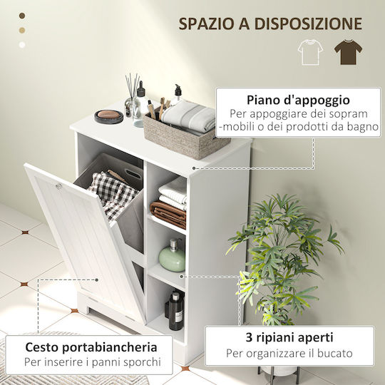 HomCom Ντουλάπι Μπάνιου Πλυντηρίου 60x38x86cm Λευκό