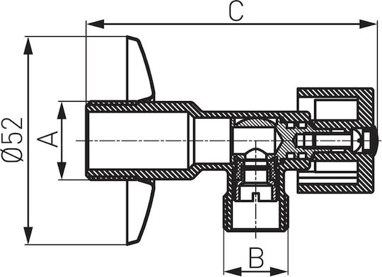 Ferro Valve / Switch Corner 1/2"x3/4" Male