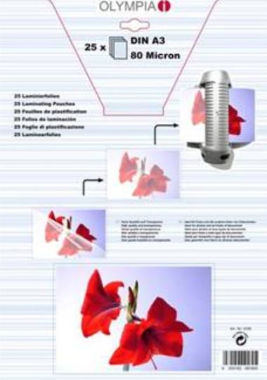 Olympia Din A3 80 Micron Laminating Sheets A3 80 Micron 25 Pieces