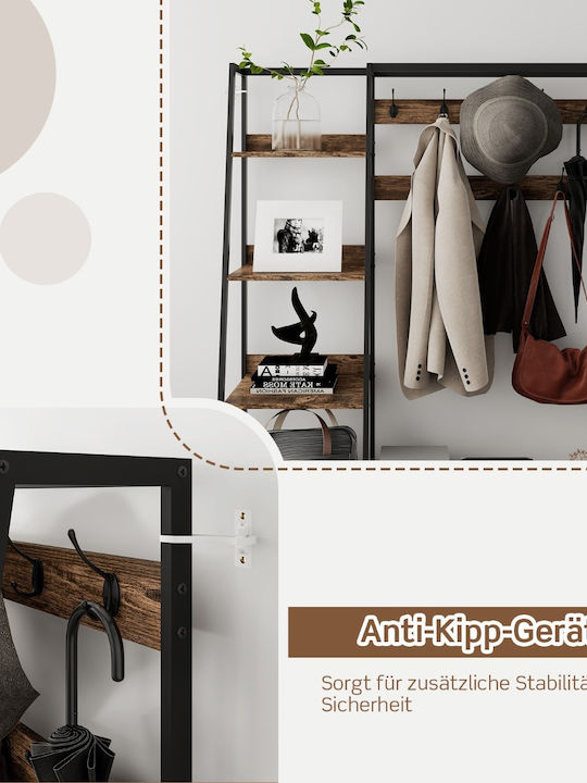 Costway Κρεμάστρα Δαπέδου από Ξύλο Καφέ