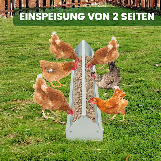 Costway Metal Feeder for Chickens and Poultry with Capacity 15lt 115x20.5x20.5cm.