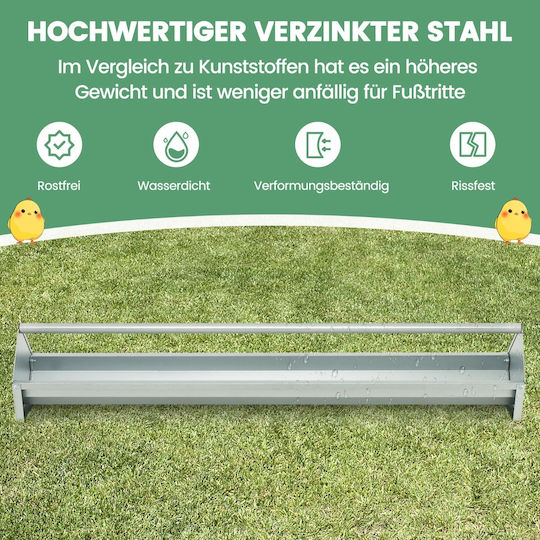 Costway Metal Feeder for Chickens and Poultry with Capacity 15lt 115x20.5x20.5cm.