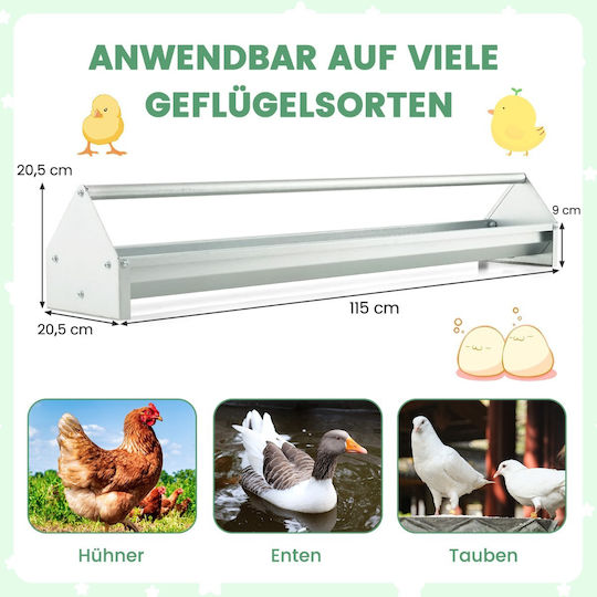 Costway Metal Feeder for Chickens and Poultry with Capacity 15lt 115x20.5x20.5cm.
