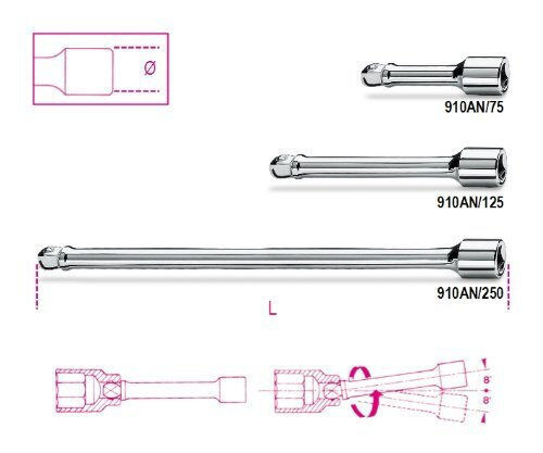 Beta Ratchet Extension 3/8" 75mm