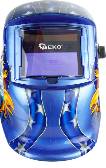 Geko Electronic Welding Helmet Optical Field 92.5x42.5mm Blue