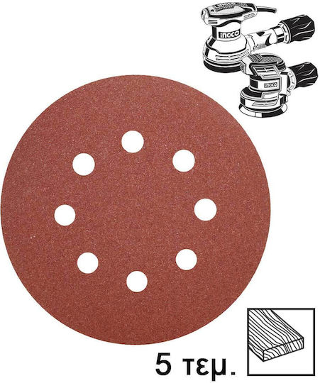 Ingco Orbital Sander Sanding Sheet K120 with Holes 125x125mm Set 5pcs