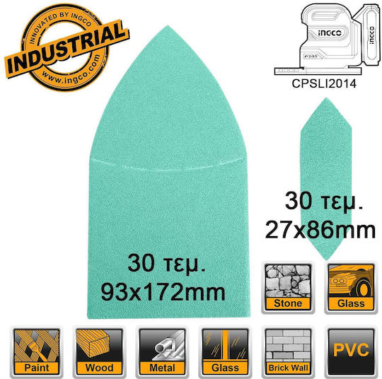 Ingco Delta Sanding Sheet K180 60x60mm Set 60pcs