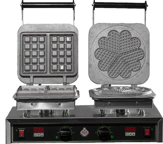 M&M equipment WAF ΑD/Β-Β Επαγγελματική Βαφλιέρα Διπλή Άνοιγμα 90° για Τετράγωνες Βάφλες