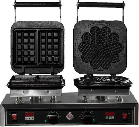M&M equipment Waffeleisen Kommerzielle Waffeleisen Doppelter 90° Öffnung Für Waffeln In Quadratischer Und Blume Form
