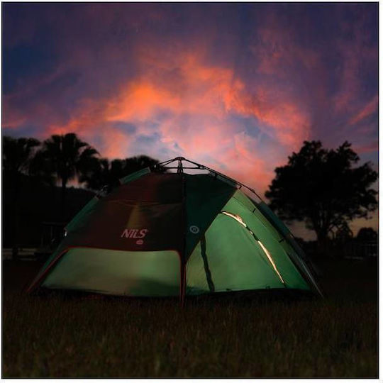Nils Camping Tent Igloo Green with Double Cloth 4 Seasons for 3 People 200x200x140cm