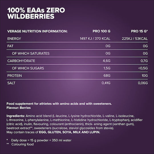 IronMaxx 100% EAAs Zero 500gr Fructe de pădure sălbatice
