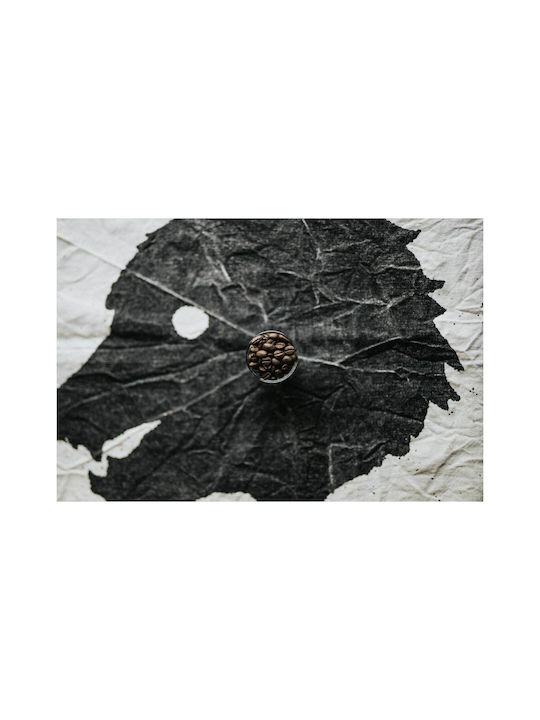 Πίνακας Coffee Beans On Abstract Leaf Art Κόκκοι Καφέ Αφηρημένη Τέχνη Φύλλων 120x80