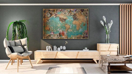 World Map Global Currencies Painting 100x70