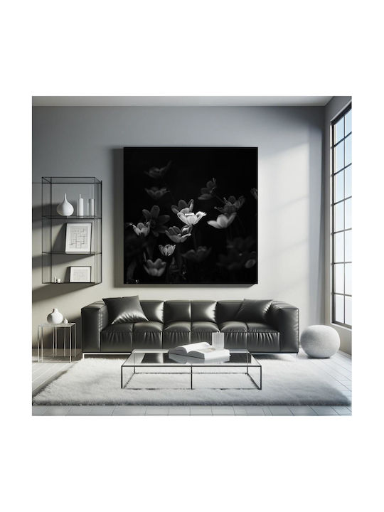 Ethereal Black White Flowers Painting 110x110