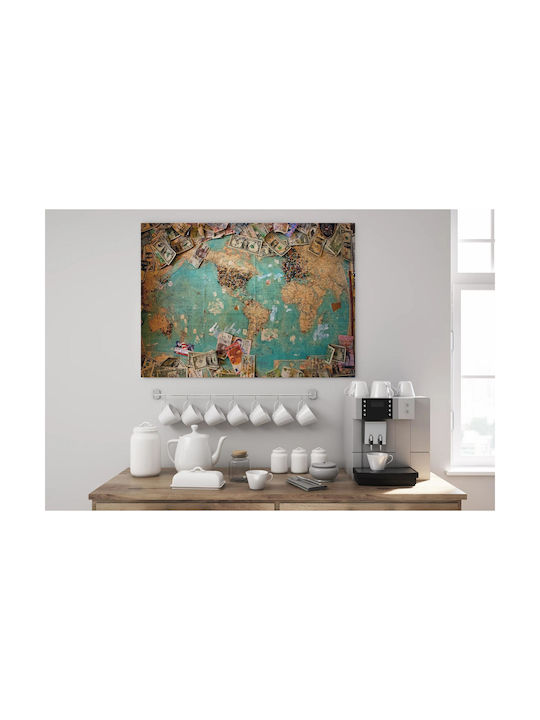 World Map Global Currencies Painting 80x50