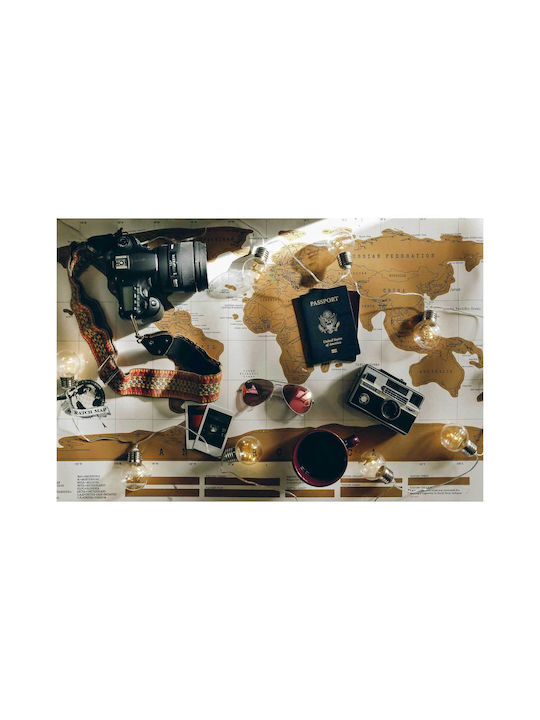 Painting Travel Essentials On World Map 65x40