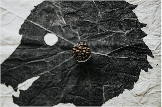 Πίνακας Coffee Beans On Abstract Leaf Art Κόκκοι Καφέ Αφηρημένη Τέχνη Φύλλων 80x50