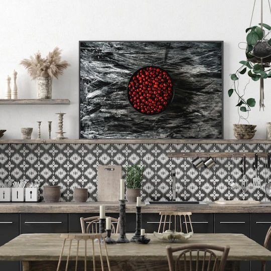Painting Red Berries On Dark Abstract Background 90x60