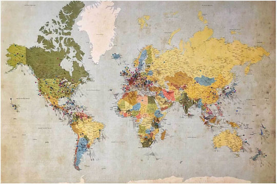 Vintage World Map Painting 50x40