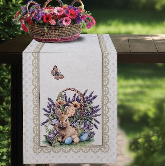 Πασχαλινό Καρέ 100x100 Easter Charm Dimeco Εκρού 100x100