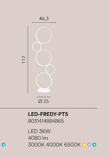 Fan Europe Fredy LED Floor Lamp H117xW46.3cm. with Adjustable White Light 4080lm White