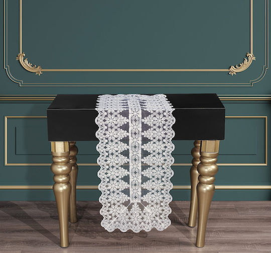 Liolios Home Ράνερ Daisy-2 με Κέντημα Εκρού 45x140εκ.