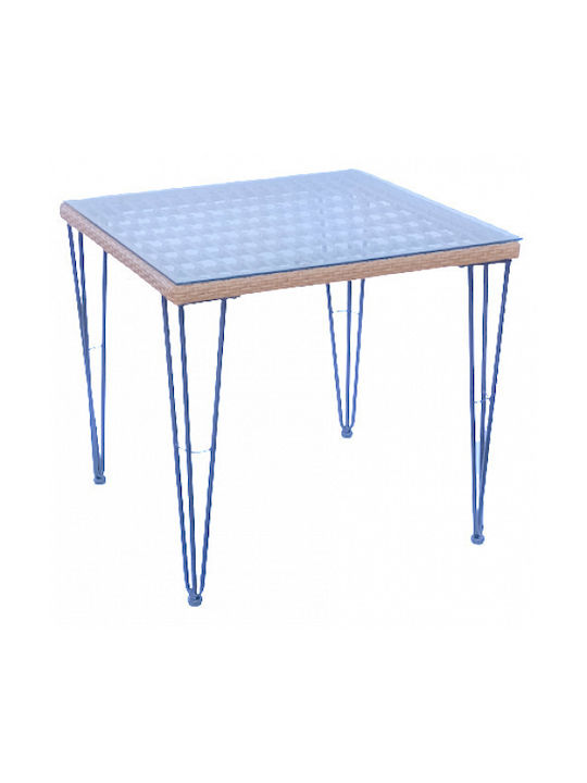 Tisch für kleine Außenbereiche Stabil Leon Natural 80x80x80cm