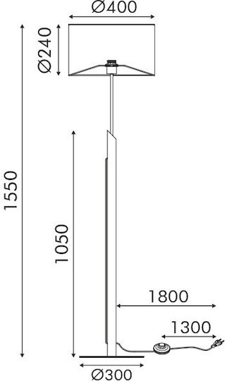 Aca Cliff Φωτιστικό Δαπέδου Υ155xΜ40εκ. με Ντουί για Λαμπτήρα E27 Μαύρο
