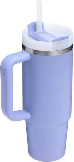 Stanley Quencher H2.0 FlowState Handled Tumbler Thermos Bottle Stainless Steel BPA Free 1.18lt Hydrangea With Straw And Handle