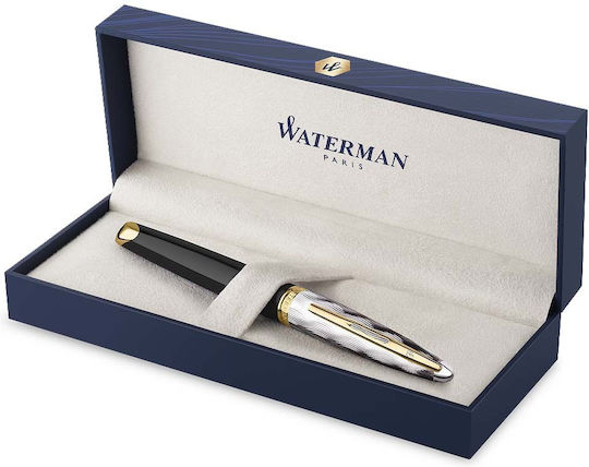 Waterman Carene Se Deluxe Πένα Γραφής Fine Ασημί από Ορείχαλκο με Μαύρο Μελάνι