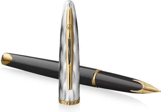 Waterman Carene Se Deluxe Πένα Γραφής Fine Ασημί από Ορείχαλκο με Μαύρο Μελάνι