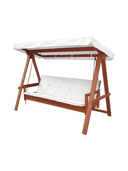 Baharu Swing with Base 3 Seats Wooden W235xD120xH178cm Ecru Baharu Swing with Base 3 Seats Wooden W235xD120xH178cm Ecru