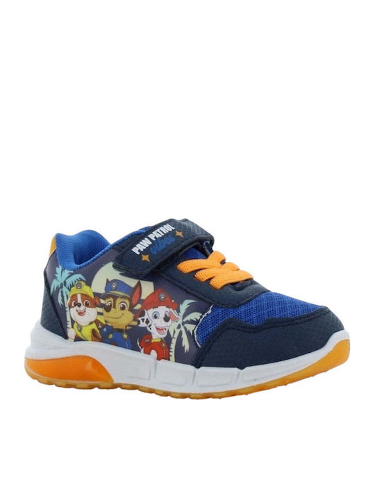 Παιδικά Sneakers Ανατομικά με Σκρατς & Φωτάκια Μπλε