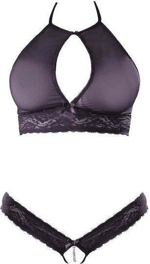 Cottelli Collection Sexy Sheer Crotchless Seturi de lenjerie sexy Black 22136481111