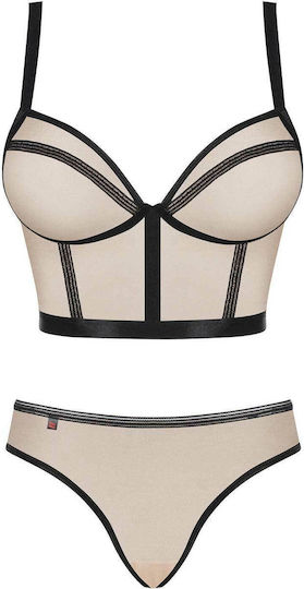 Obsessive Nudelia Set Sexy Σετ Εσωρούχων με Διαφάνεια Μπεζ / Μπεζ / Μπεζ / Μπεζ / Μπεζ 2τμχ